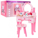 GIGA drevený toaletný stolík s príslušenstvom ružový
