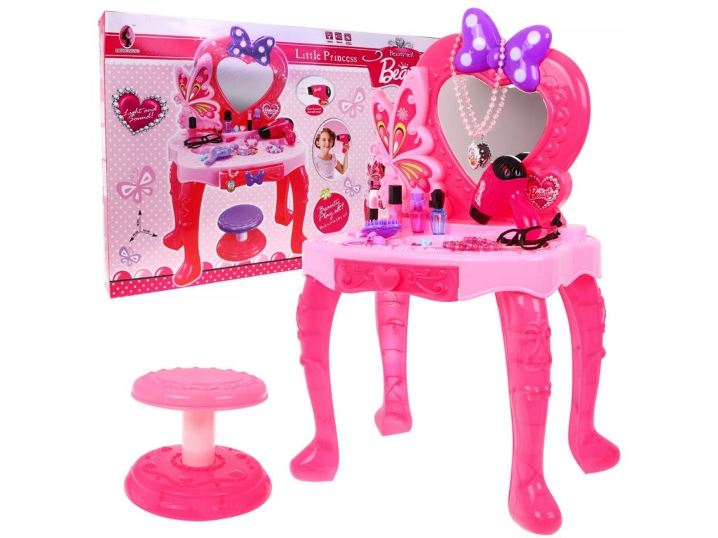 GIGA detský toaletný stolík s príslušenstvom ružový