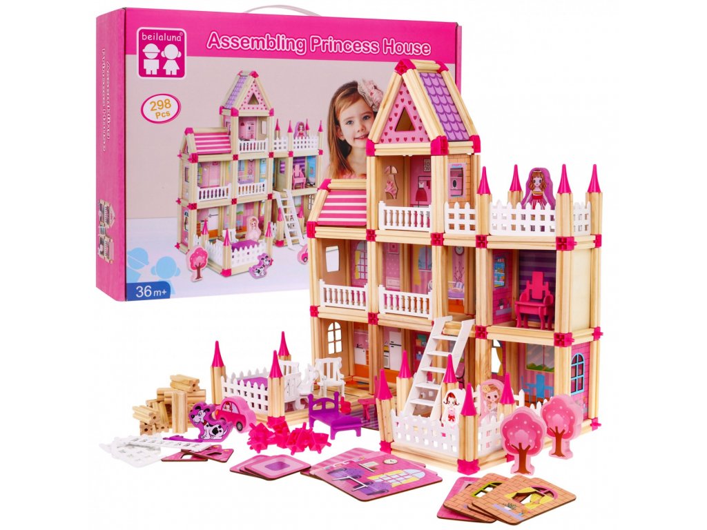 GIGA drevený domček pre bábiky ružový