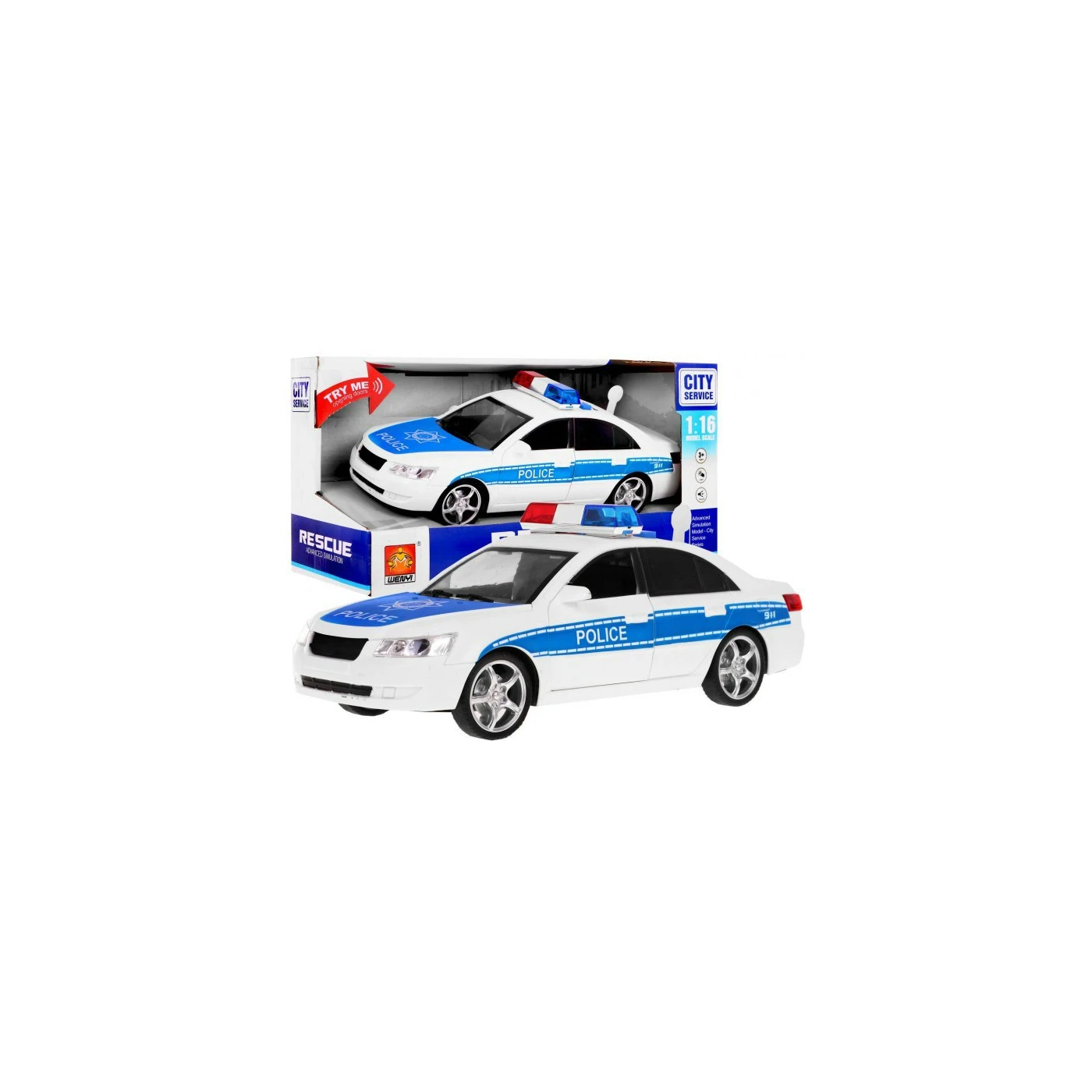 GIGA policajné auto 1:16 so svetelnými a zvukovými efektmi bielo-modré